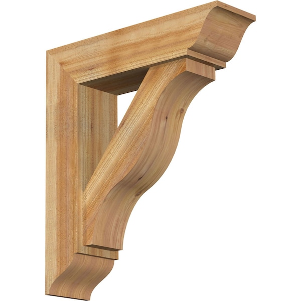 Ekena Millwork Funston Traditional Rough Sawn Bracket w/ Offset Brace, Western Red Cedar, 8"W x 30"D x 34"H BKT0806X30X34FST01RWR - main